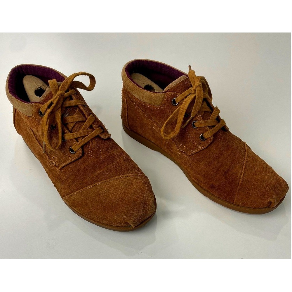 TOMS Mens Brown Suede Corduroy Lace Up Chukka Boots Size 9